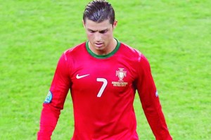 Portugal's Cristiano Ronaldo walks off the pitch for halftime during
