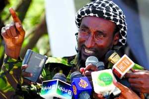 File photo of senior Al Shabaab officer Mohamed Mohamud addressing a news conference in Mogadishu