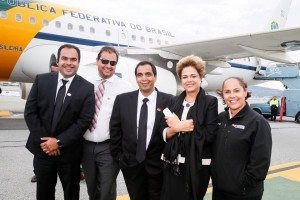 Eduardo Marciano, à esquerda, com a sua equipe e a presidente Dilma Rousseff, que visitou São Francisco no fim de sua visita aos Estados Unidos.