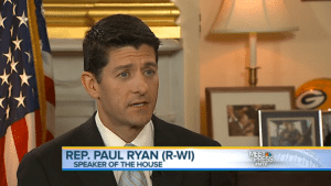 Paul Ryan, eleito como porta-voz da Câmara na semana passada, apareceu em cinco programas de TV no domingo. Foto: NBC. 