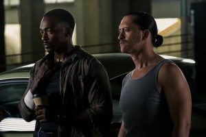 (Left to Right) Anthony Mackie and Clifton Colins Jr. in   TRIPLE 9
