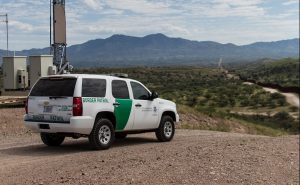 BP SUV watches the border along Mexico. A mobile surveillance to