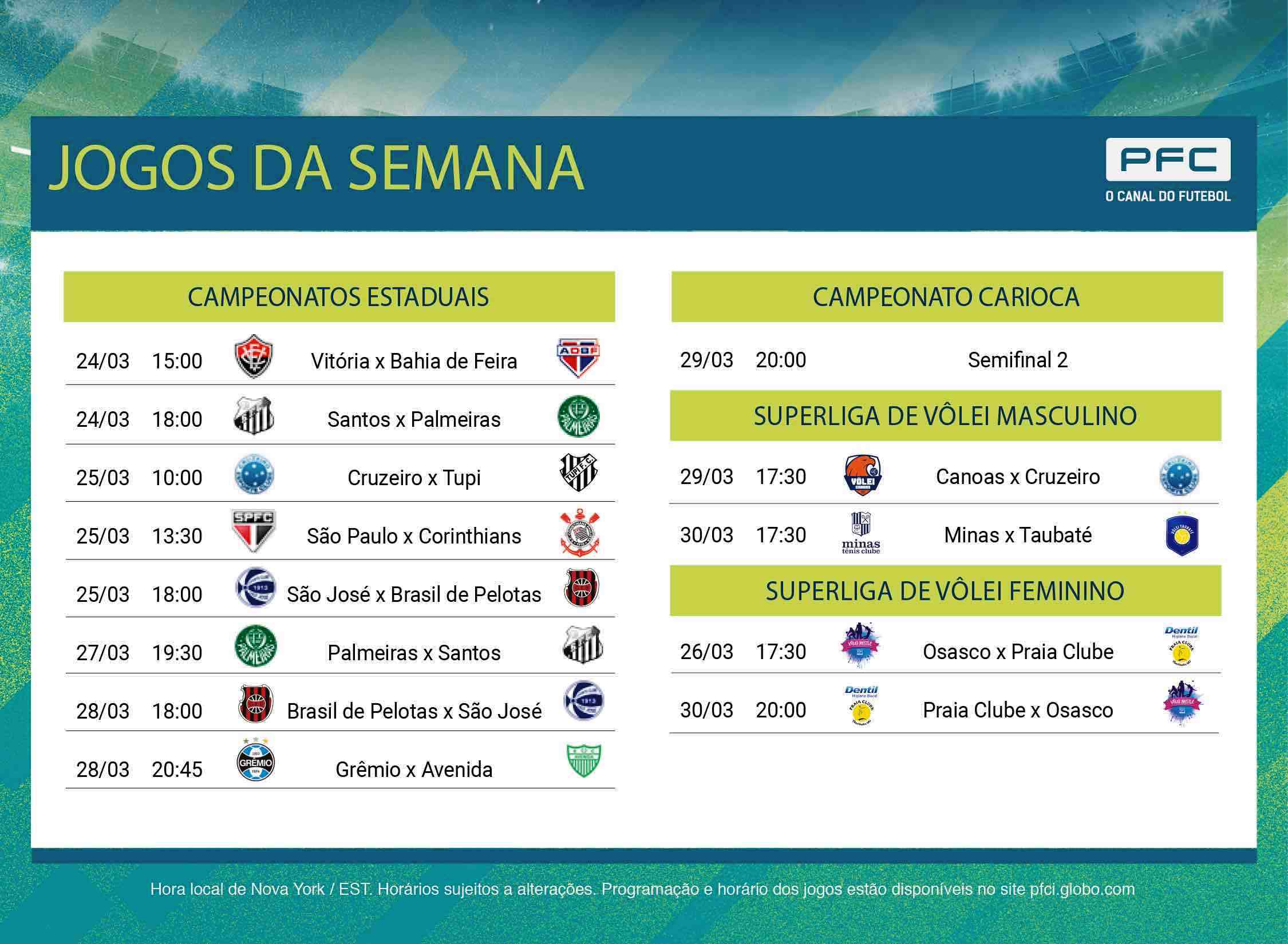 Tabelas de jogos da 5ª semana já estão disponíveis.