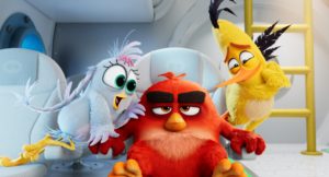 Rachel Bloom é Silver, Jason Sudeikis é Red e Josh Gad é Chuck no "The Angry Birds Movie 2. (Cortesia: Sony Pictures)